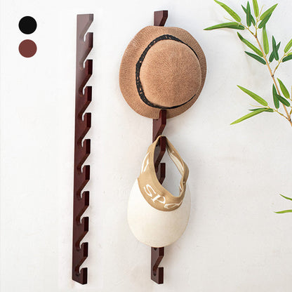 Wooden Multi-Hook Coat & Hat Rack