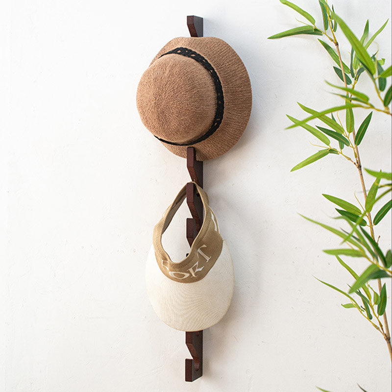 Wooden Multi-Hook Coat & Hat Rack